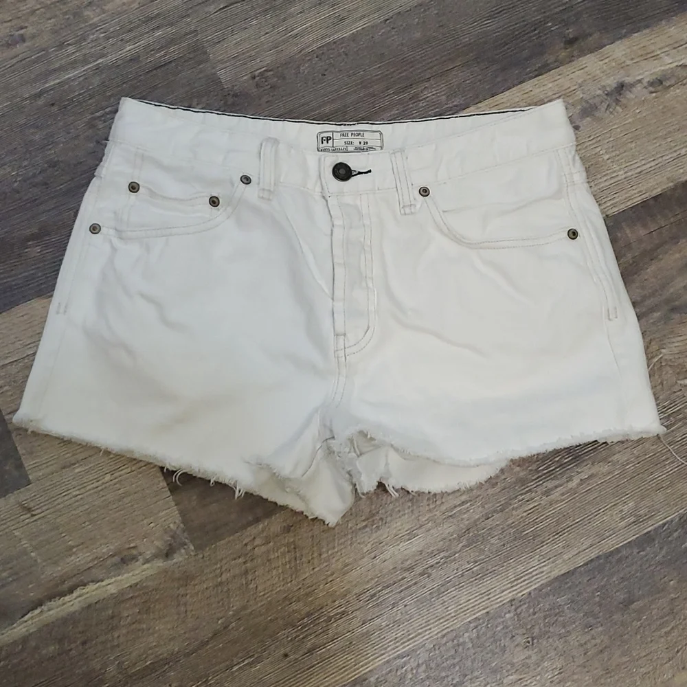Free People White Button Fly Shorts